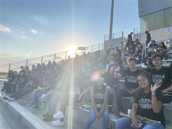 Little Rattler Night: Middle School students in football stands.
